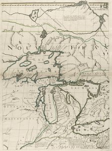 Et kort over de britiske og franske dominioner i Amerika, 1756 (stik med omrids i farver på papir)