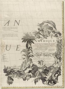 Et kort over de britiske og franske herredømmer i Amerika, 1756 (gravering med konturfarve på papir)