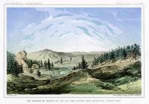 Hot Springs ved deres udspring i Lou Lou Fork, Bitterroot Mountains, Montana, USA, 1856. af John Mix Stanley