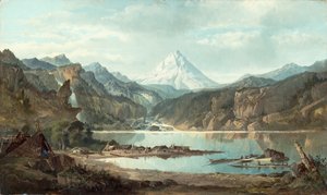 Bjerglandskab med indianere, 1870-75 af John Mix Stanley