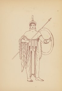 Antikt græsk kvindedragt (litho)