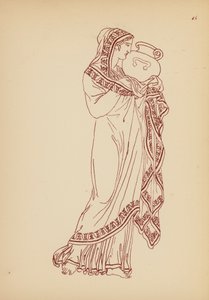 Antikt græsk kvindedragt (litho)