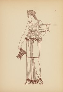 Antikt græsk kvindedragt (litho)