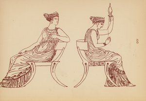 Antikt græsk kvindedragt (litho)