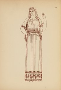 Antik græsk kvindedragt (litografi) af John Moyr Smith