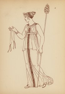 Antik græsk kvindedragt (litografi) af John Moyr Smith