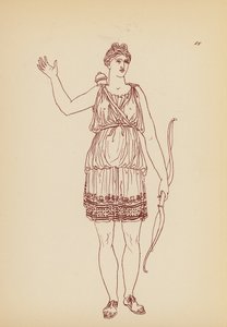 Antik græsk kvindedragt (litografi) af John Moyr Smith