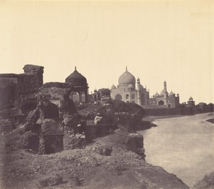 Taj Mahal fra øst, ca. 1858-1862 (foto) af John Murray
