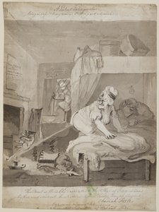 En patentslukker, der er en sikker og nem tilstand. Slukke et stearinlys, 1801 (pen, pensel og blæk på papir) af John Nixon