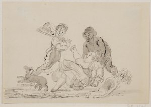 A Street Accident, 1804 (pen, pensel og blæk på papir) af John Nixon