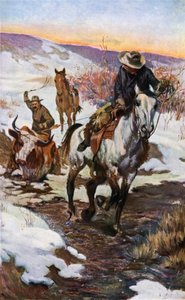 Winter Work for the Cowboys (farve litho) af John Norval Marchand