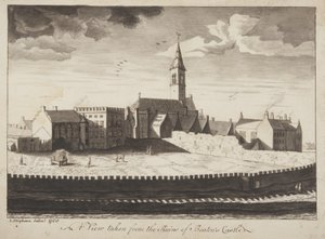 St Andrews Delineated - En udsigt taget fra ruinerne af Beatons Castle (pen & vask på papir)