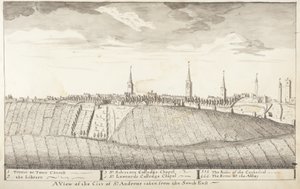 St Andrews Delineated - En udsigt over byen St Andrews taget fra det sydøstlige (pen & vask på papir)