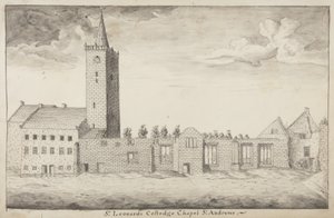 St Andrews Delineated - St Leonards College Chapel St Andrews (pen & vask på papir)