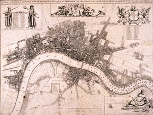 Kort over London, c1680 af John Oliver