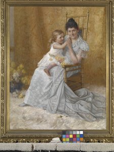 Portræt af Martha Wysor Marsh And Son, John Edwin (olie på lærred)