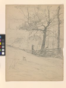 Study For The Old Mills At Brookville (blyant på råhvidt papir)
