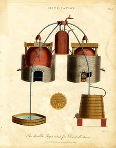 Dobbelt apparat til destillation af John Pass