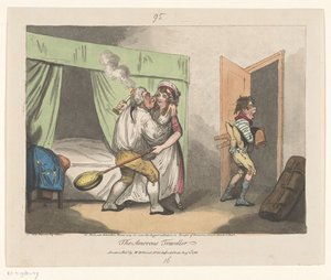De Lustige Reiziger The Amorous Traveler (titel på objekt) af John Pettit (attributed to)