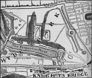 Kort over Hyde Park, London, 1748 1878