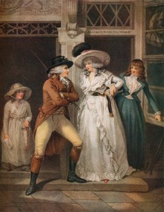 Værtshusdøren, Laetitia forladt af sin forfører bliver kastet på byen, 1789 af John Raphael Smith