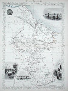 British Guyana, fra en serie af verdenskort udgivet af John Tallis & Co., New York og London