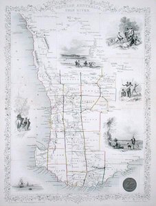 Western Australia, fra en serie af verdenskort udgivet af John Tallis & Co., London og New York