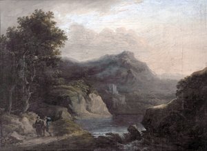 Bjergscene med en sø