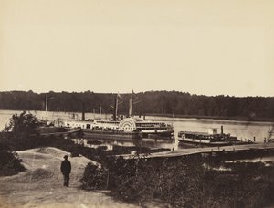 Medical Supply Boat Plauter, på Appomattox., januar 1865 (albumin print monteret på vævet papir)