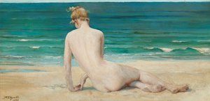 Nøgen siddende på kysten, 1888