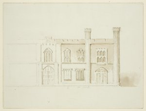 Garrards plan for foreslåede kommunale bygninger på Queen Square (tegning, akvarel) af John Reverend Eden