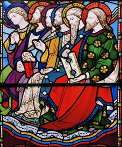 Seks apostle, detalje fra The Last Judgement, 1860 (farvet glas) af John Richard Clayton