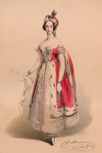 Gæst i kostume til dronning Victorias Bal Costumé, 12. maj 1842, 1843.