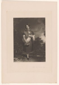 Ung kvinde med hætte og en kurv i et landskab Little Red Riding Hood (titel på objekt) af John Richardson Jackson