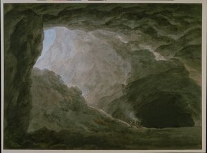 Grotte i Campagna (akvarel på papir) af John Robert Cozens