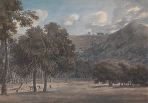 Il Parco degli Astroni - Den skovklædte kraterbund med jagt i gang af John Robert Cozens
