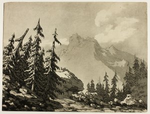 Fyrretræer i bjergene af John Robert Cozens