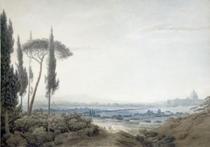 Rom fra Villa Mellini (akvarel)