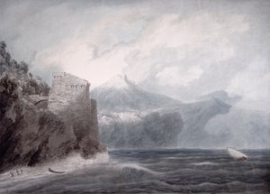 Slottet i Salerno, nær Cetara (akvarel på papir) af John Robert Cozens
