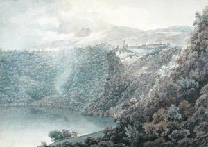 Søen og byen Nemi af John Robert Cozens