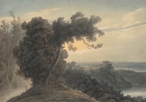 Albanosøen og Castel Gandolfo af John Robert Cozens