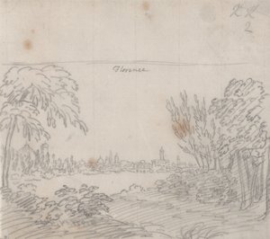 Udsigt over Firenze fra Arno-flodens sydlige bred af John Robert Cozens