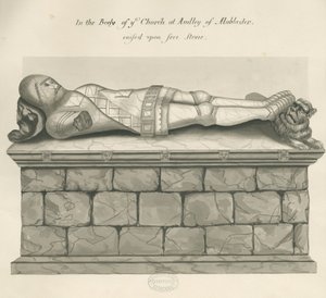 Audley Monuments - "Audley Knight": pen og vask tegning, nd [?19th cent]