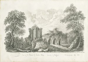 Croxden Abbey: pen- og blæktegning