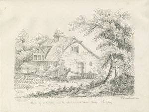 Rugeley - Cottage nær Old Cannock Wood Forges: pen- og blæktegning af John Robert Fernyhough