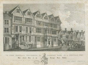 Stafford - Ancient "High House": litografi, og [1800-tallet] af John Robert Fernyhough