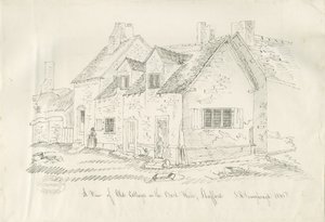 Stafford - Old Cottage in Back Walls: pen and ink drawing, 1836dani af John Robert Fernyhough