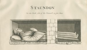 Standon Church - Wall Tomb to Nicholas Hyde: sepia-tegning, nd [1800-tallet] af John Robert Fernyhough