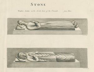 Stenkirke - Grave: sepia-tegning, nd [1800-tallet] (tegning)