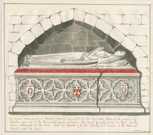 Uttoxeter Church - Tomb of Lady Abbedss of Kynnersley Family: pen og vask tegning, nd [midten af det 19. århundrede]